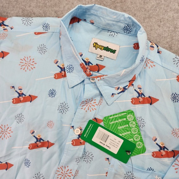 Tipsy Elves Other - NEW Tipsy Elves Button Shirt Men XXL Fireworks 4th Of July America USA Patriotic